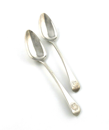 A pair of George III silver regimental tablespoons