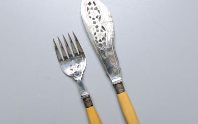 A pair of Sheffield, England serving cutlery, probably second half of the 19th century.