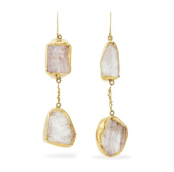 A pair of amethyst crystal earrings.