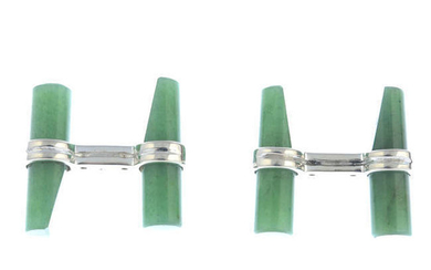 A pair of aventurine quartz cufflinks.
