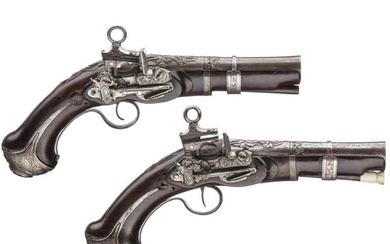 A pair of chiselled Eibar luxury-miquelet-pistols, circa 1760