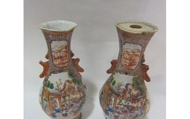 A pair of late 18th Century Chinese vases, 29cm tall, a/f