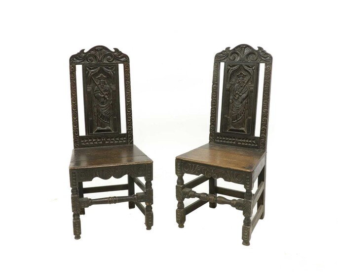 A pair of oak side chairs