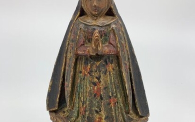 A rare sculpture of the Assumption of the Virgin with original polychromy - Wood - 18th century