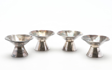 A set of 4 silver candlesticks, GAB, 1961-1962.