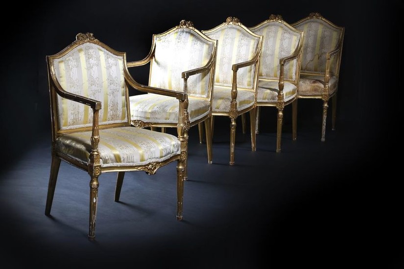 A set of five 19th century French giltwood fauteui…
