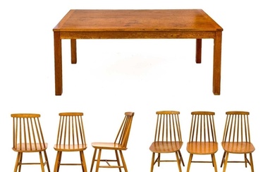 A set of six Habitat chairs and a Habitat table. Dimensions ...