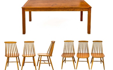 A set of six Habitat chairs and a Habitat table.