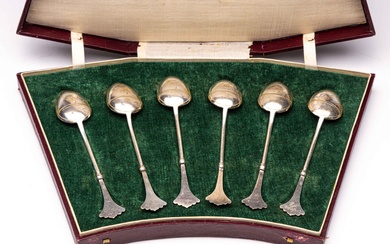 A set of six Russian silver plated spoons