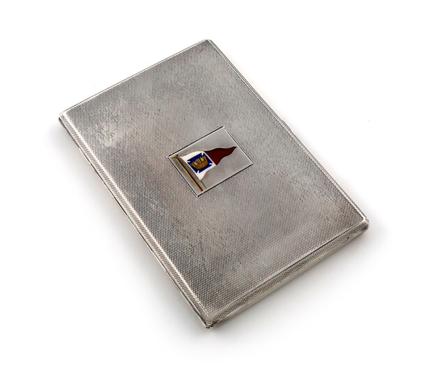 A silver and enamel cigarette case