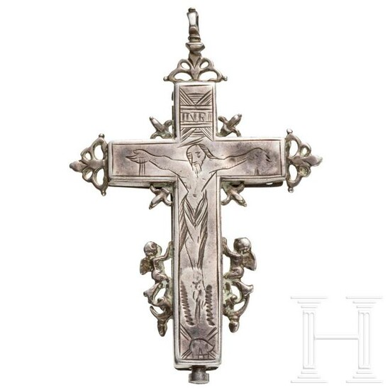A silver cross with relics, Italy, 18th century
