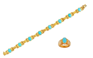 A turquoise ring and bracelet