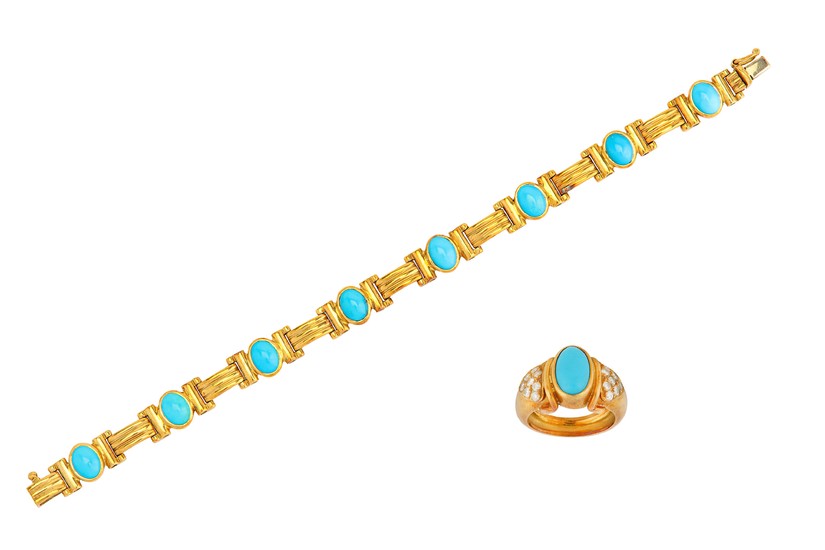 A turquoise ring and bracelet