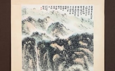 A vertical scroll of Chinese ink landscape painting by Lai Shaoqi