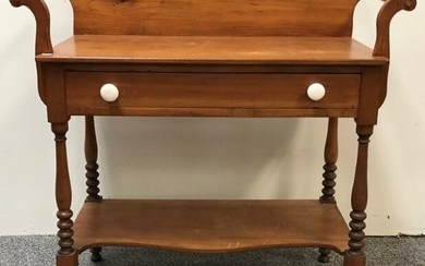 AMERICAN 19TH C. PINE WASHSTAND WITH TOWEL BARS
