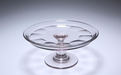 AN EARLY 19TH CENTURY GLASS TAZZA, with baluster stem