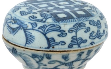 ANTIQUE CHINESE BLUE AND WHITE PORCELAIN INK BOX