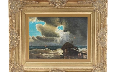 ANTIQUE SEASCAPE OIL PAINTING SIGNED BY F GAVALJE