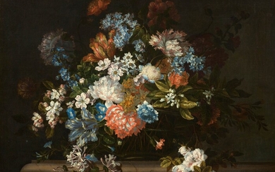 ANTOINE MONNOYER(Paris 1677-1745 Saint-Germain-en-Laye)Nature morte de fleurs. Huile sur toile. Signé en bas à gauche...
