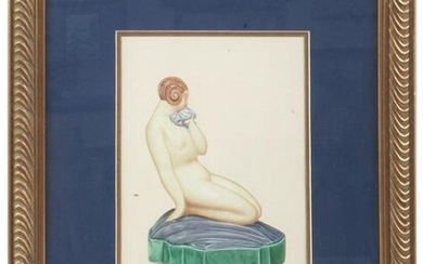 ART DECO NUDE GOUACHE PAINTING SIGNED BY THE ARTIST