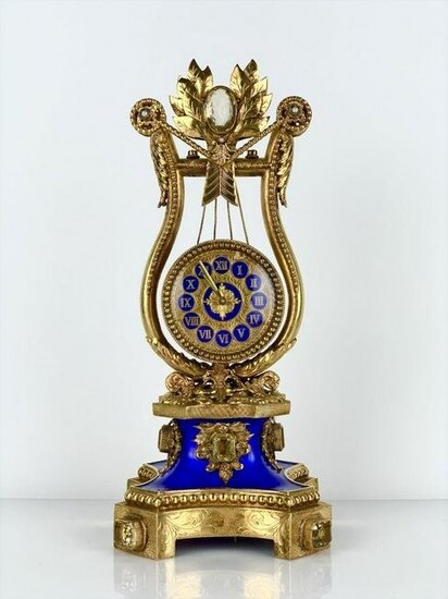AUSTRO-HUNGARIAN GOLD OVER STERLING MUSICAL CLOCK