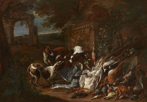 Adriaen de Gryeff, Landscape with Dogs and Game