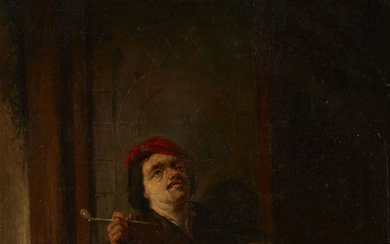 After Adriaen Jansz. van Ostade, Dutch 1610-1685- The Smoker; oil...
