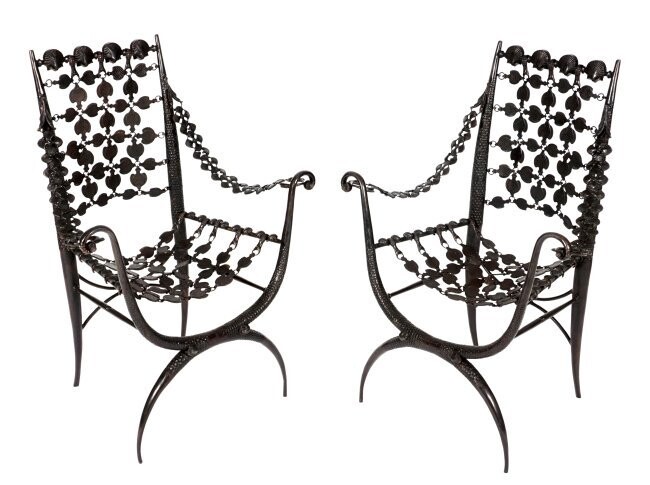 After Armand Albert Rateau Sea Life Arm Chairs