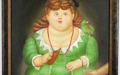 After Fernando Botero Oil Painting on Canvas