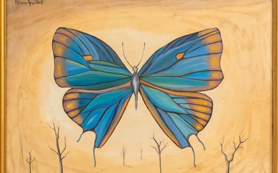 Alvaro Guillot "Papillon Blue" Oil on Canvas, 1973