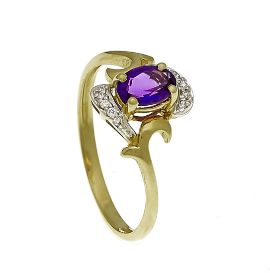 Amethyst ring GG / WG 585/000 unmarked, expertized,...