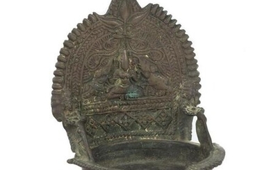 An 18th century Indian bronze oil lamp for offerings