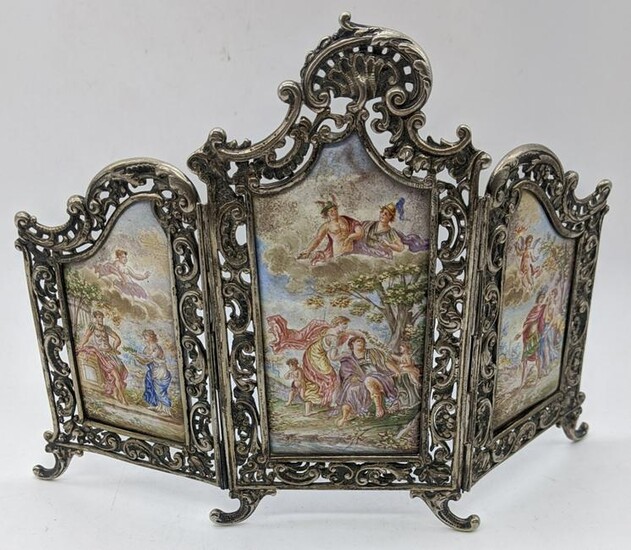 An 18th/19th century silver and enamel triptych picture