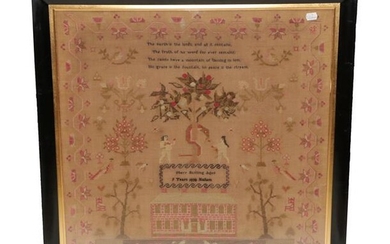 An Adam and Eve Sampler Worked by Mary Bunting aged...