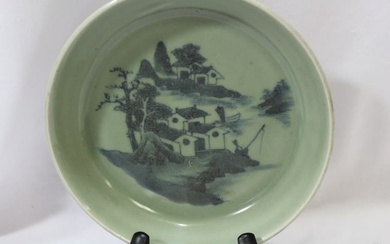 An Antique Chinese Celadon Blue and White Bowl