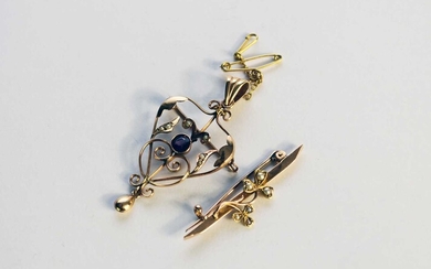 An Edwardian pendant and brooch