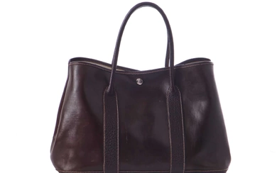 An Hermès dark brown leather Garden Party Tote, modern