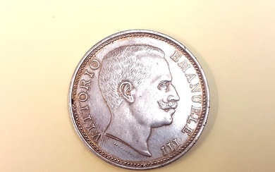An Italian Kingdom Vittorio Emanuele III 5 lire coin, c. 1901.