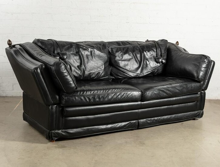 An Italian leather Knole style sofa