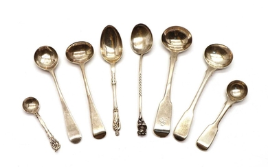 An assortment of Georgian, Victorian and early 20th century condiment and coffee spoons