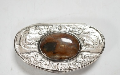 An early 19th century Scottish? white metal oval snuff box, ...