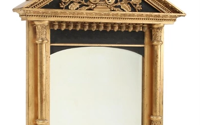 An early 19th century Swedish Empire giltwood ang gesso mirror, richly decorated...