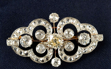 An early 20th century platinum and gold old and rose-cut diamond brooch.