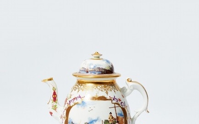 An early Meissen porcelain teapot with a KPM mark