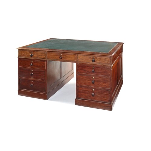 An early Victorian mahogany partner's desk The rectangular m...