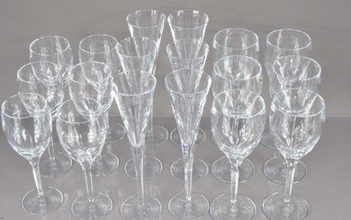 An elegant set of crystal glasses for six people by John Rocha for Waterford