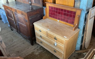 An old pine chest of two short over two long...