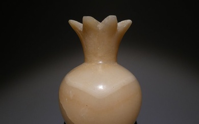 Ancient Egyptian Alabaster Flower vessel. 10 cm H. Middle Kingdom, 2040 - 1782 BC.
