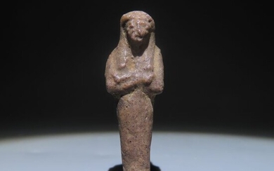 Ancient Egyptian Faience Third Intermediate Period. Amulet of a shabti. 4,7 cm H. Intact. Very nice