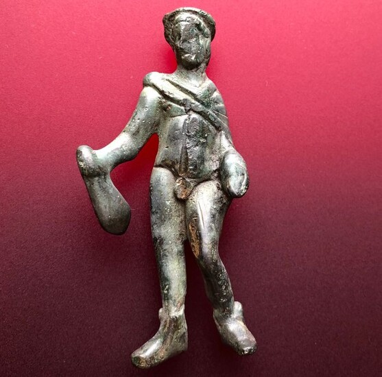 Ancient Roman Bronze Figurine of Mercury (Hermes) Exquisite style, Elegant Movements (not static) and Perfect Proportions